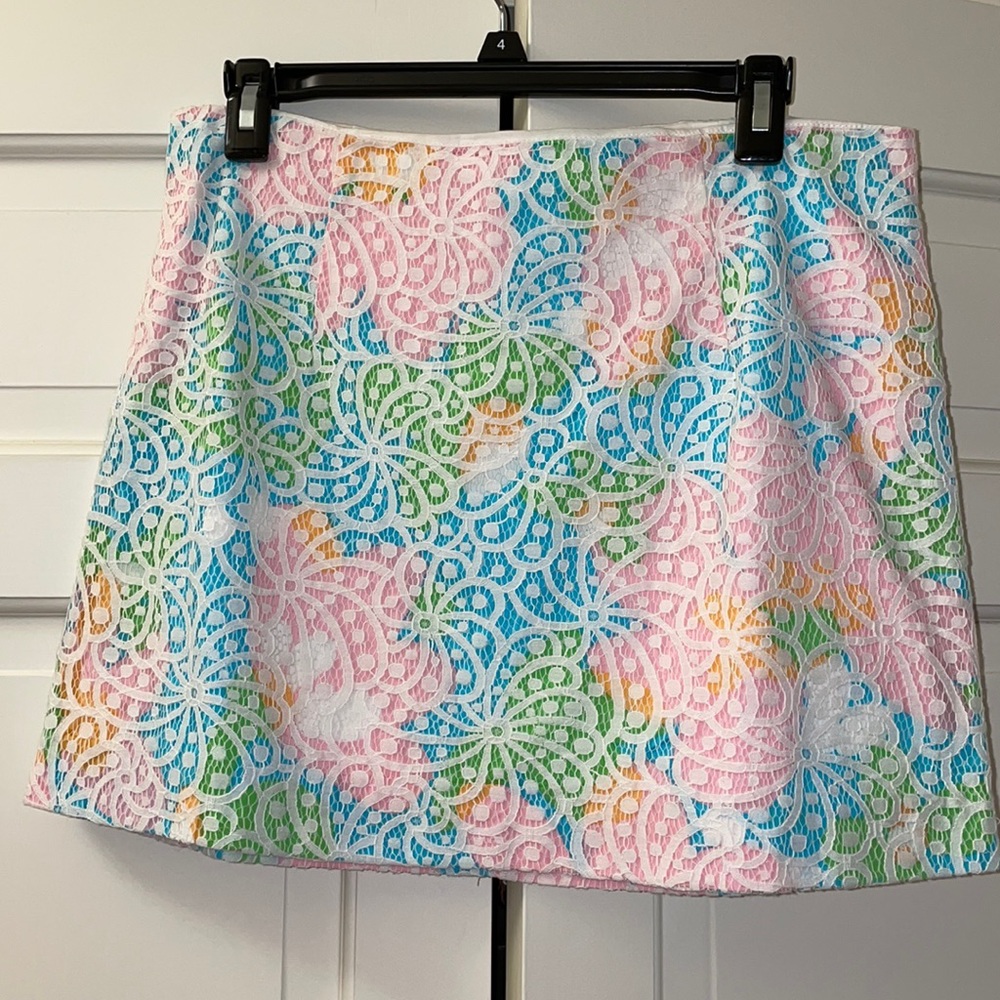 Lilly Pulitzer Mini Skirt with Lace Overlay